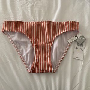 ROXY NEW coral colour xs bikini bottom striped perfect full coverage white small